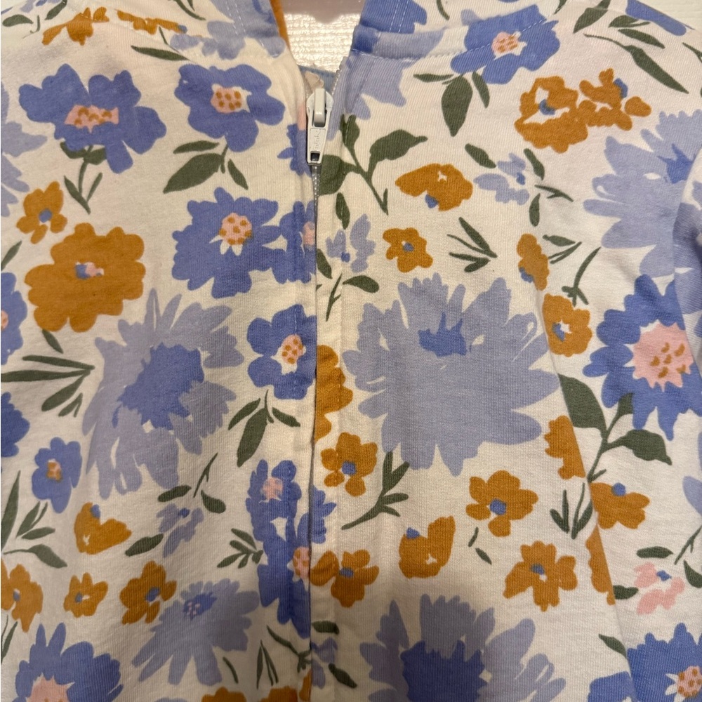 Honest Baby Organic Cotton Floral Hooded Zip Up Sweatshirt & Sweatpants Set - Picture 4 of 6